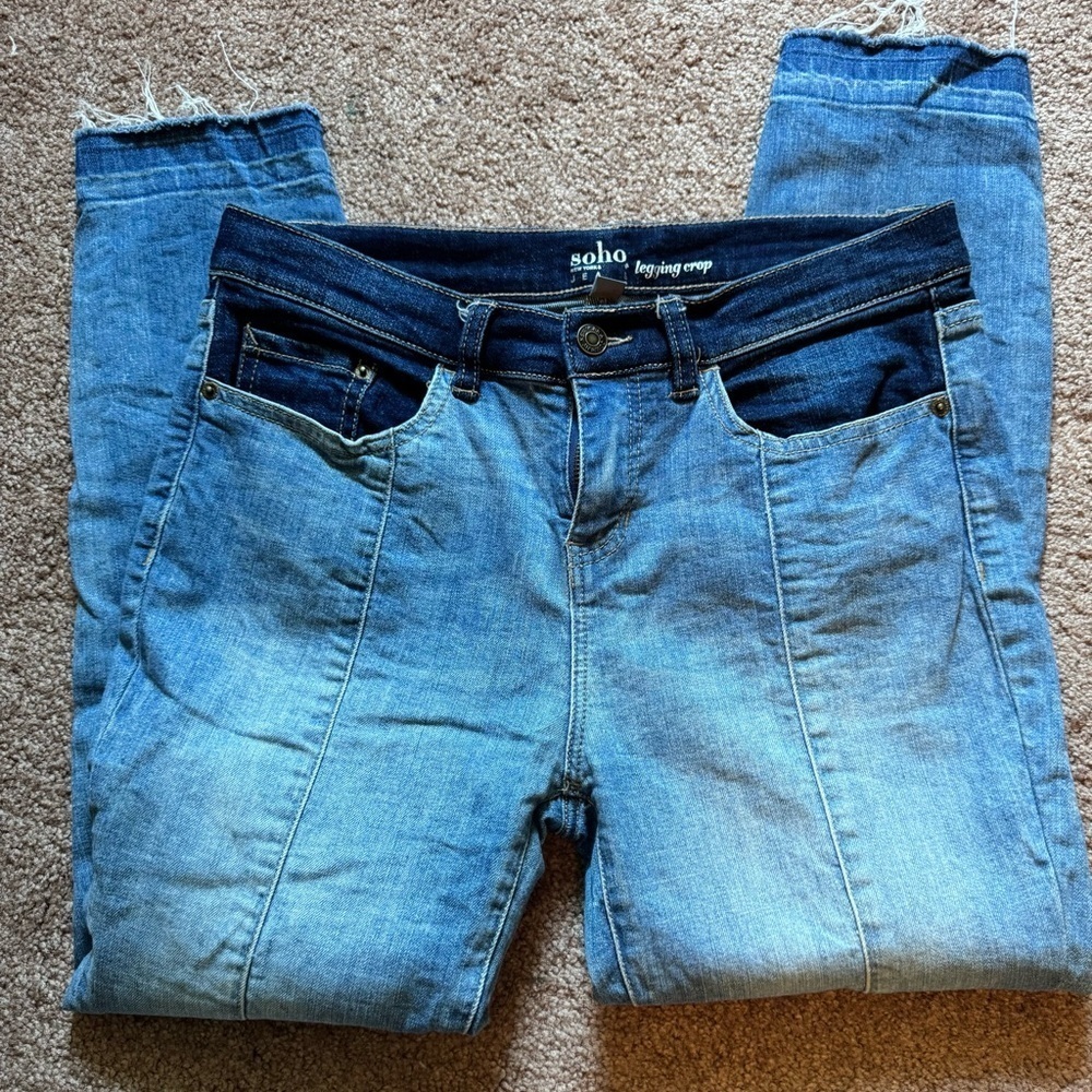Soho NY Jeans Women's Light and Dark Blue Legging Crop Super Cute Size 6